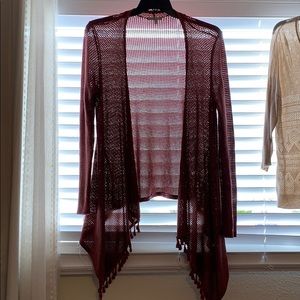 Red See-Through Cardigam